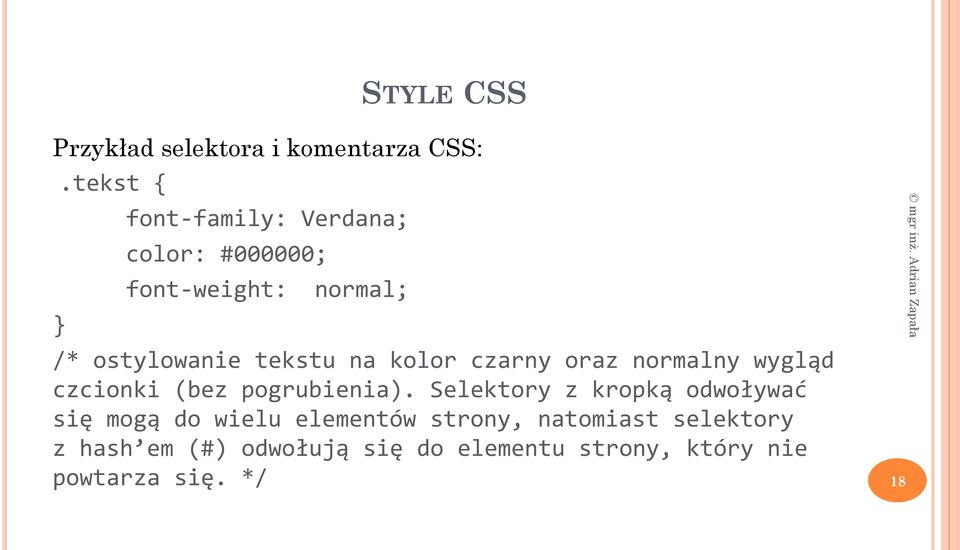 na kolor czarny oraz normalny wygląd czcionki (bez pogrubienia).