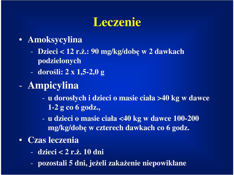 dorosłych i dzieci o masie ciała >40 kg w dawce 1-2 g co 6 godz.