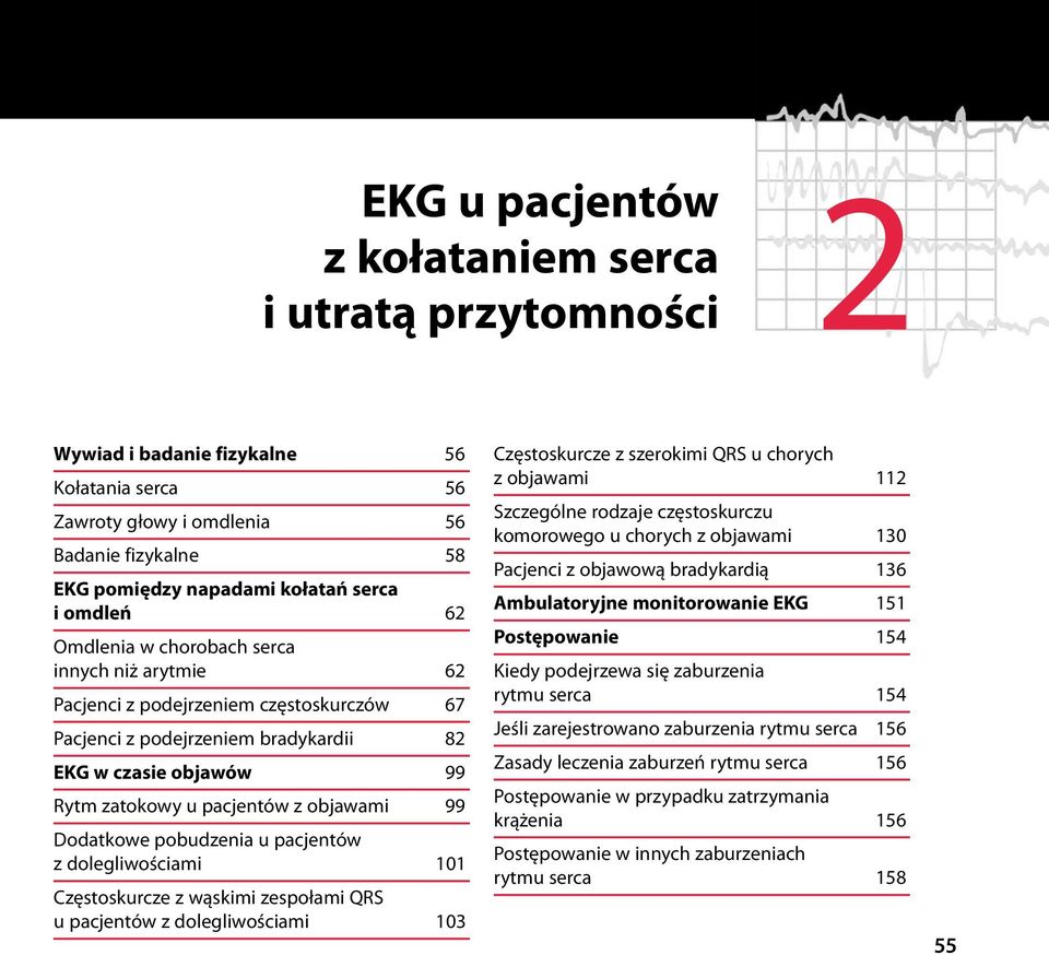 Dodatkowe pobudzenia u pacjentów z dolegliwościami 101 Częstoskurcze z wąskimi zespołami QRS u pacjentów z dolegliwościami 103 Częstoskurcze z szerokimi QRS u chorych z objawami 11 Szczególne rodzaje