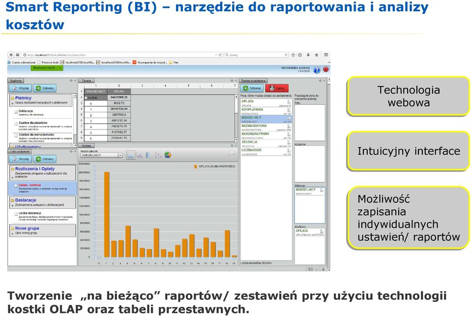 indywidualnych ustawień/ raportów Tworzenie na bieżąco raportów/