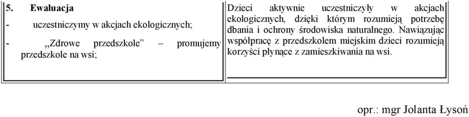 rozumieją potrzebę dbania i ochrony środowiska naturalnego.