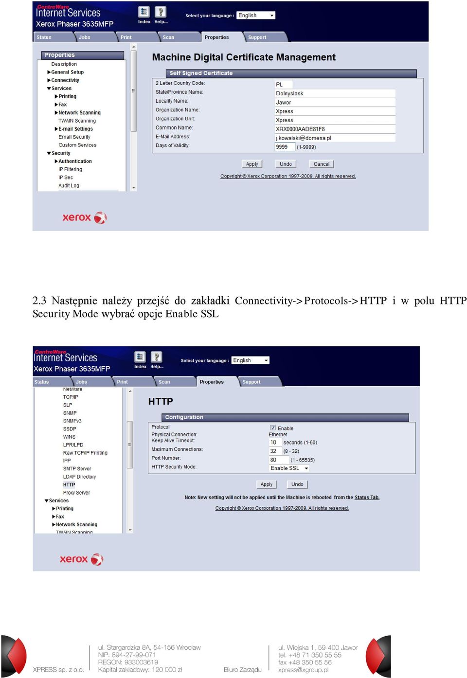 Connectivity->Protocols->HTTP