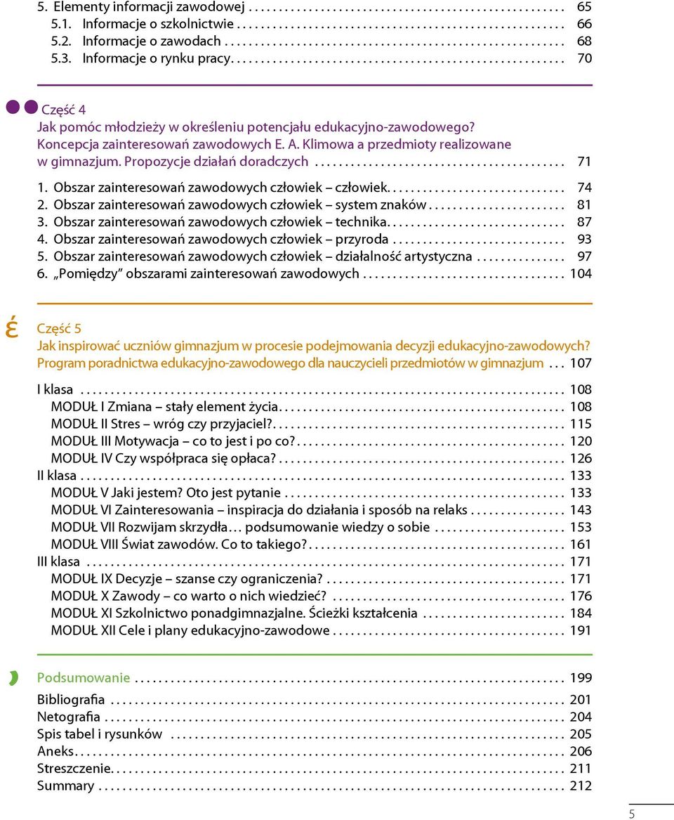 .. 71 1. Obszar zainteresowań zawodowych człowiek człowiek.... 74 2. Obszar zainteresowań zawodowych człowiek system znaków... 81 3. Obszar zainteresowań zawodowych człowiek technika.... 87 4.