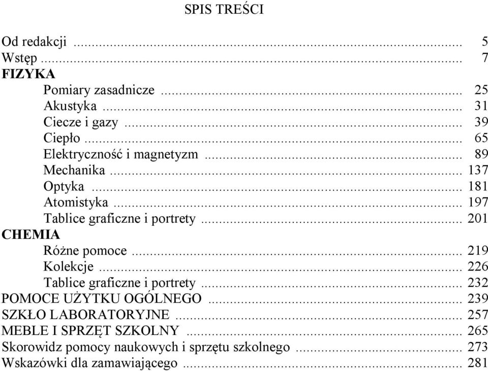 .. 201 CHEMIA Różne pomoce... 219 Kolekcje... 226 Tablice graficzne i portrety... 232 POMOCE UŻYTKU OGÓLNEGO.