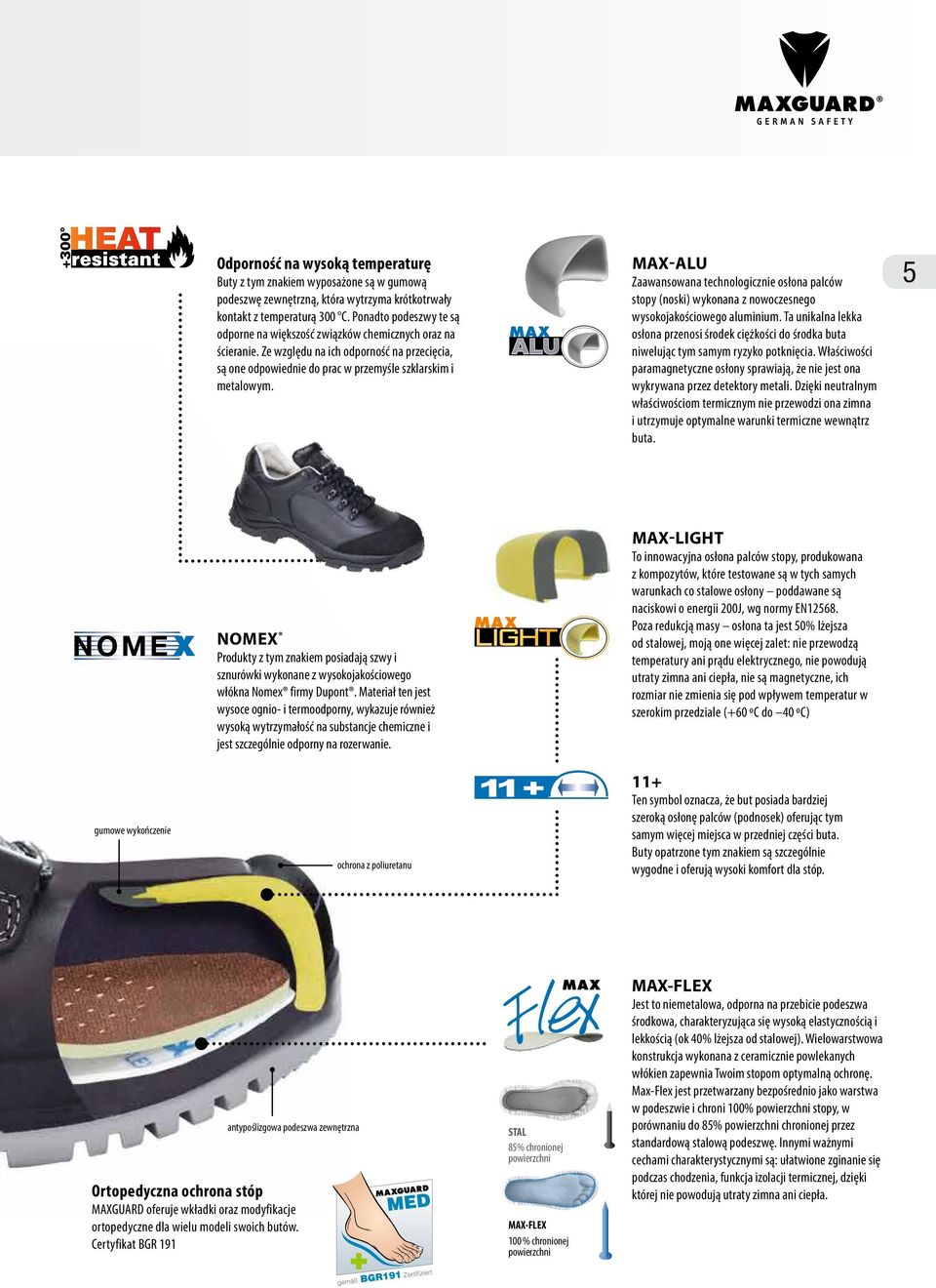 Max-Alu Zaawansowana technologicznie osłona palców stopy (noski) wykonana z nowoczesnego wysokojakościowego aluminium.