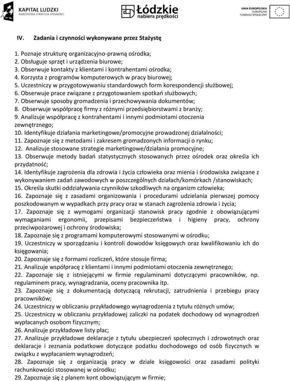 Obserwuje prace związane z przygotowaniem spotkań służbowych; 7. Obserwuje sposoby gromadzenia i przechowywania dokumentów; 8. Obserwuje współpracę firmy z różnymi przedsiębiorstwami z branży; 9.