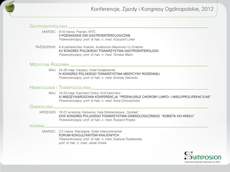 Tomasz Mach Medycyna Rodzinna MAJ 24-26 maja: Karpacz, Hotel Gołębiewski IV KONGRES Polskiego Towarzystwa Medycyny Rodzinnej Przewodniczący: prof. dr hab. n. med.