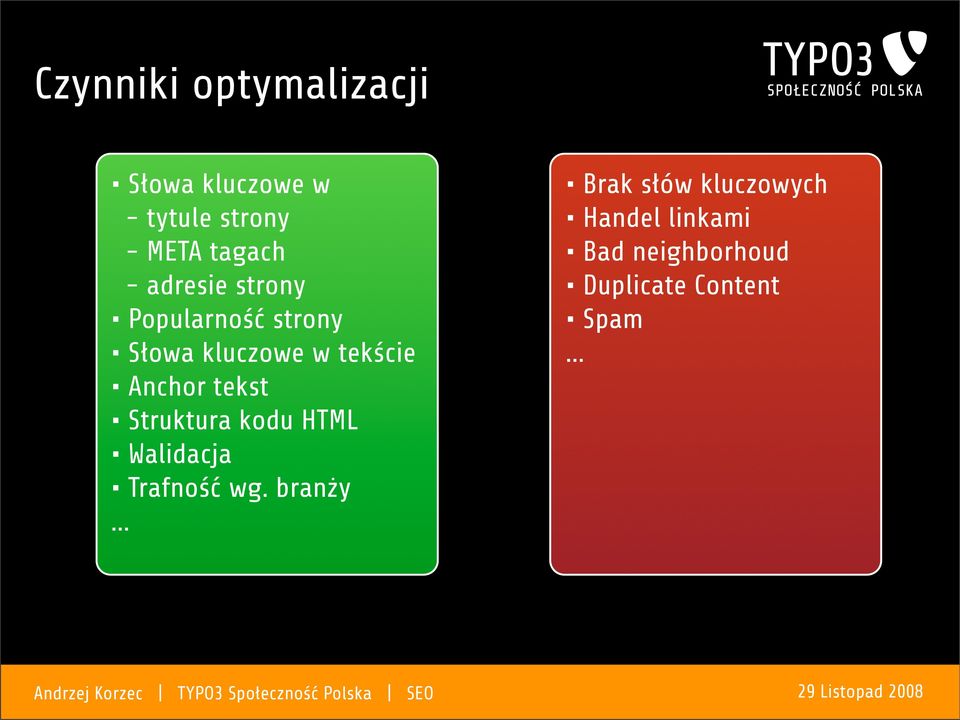 Anchor tekst Struktura kodu HTML Walidacja Trafność wg.