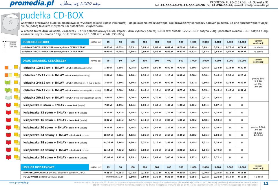 Są one sprzedawane wyłącznie na jednej fakturze z płytami lub okładkami, książeczkami. W ofercie także druk okładek, książeczek druk pełnokolorowy CMYK. Papier druk cyfrowy poniżej 1.