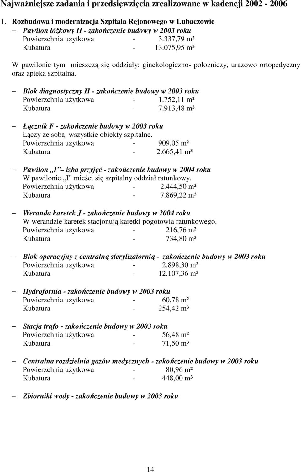 075,95 m³ W pawilonie tym mieszczą się oddziały: ginekologiczno- połoŝniczy, urazowo ortopedyczny oraz apteka szpitalna.