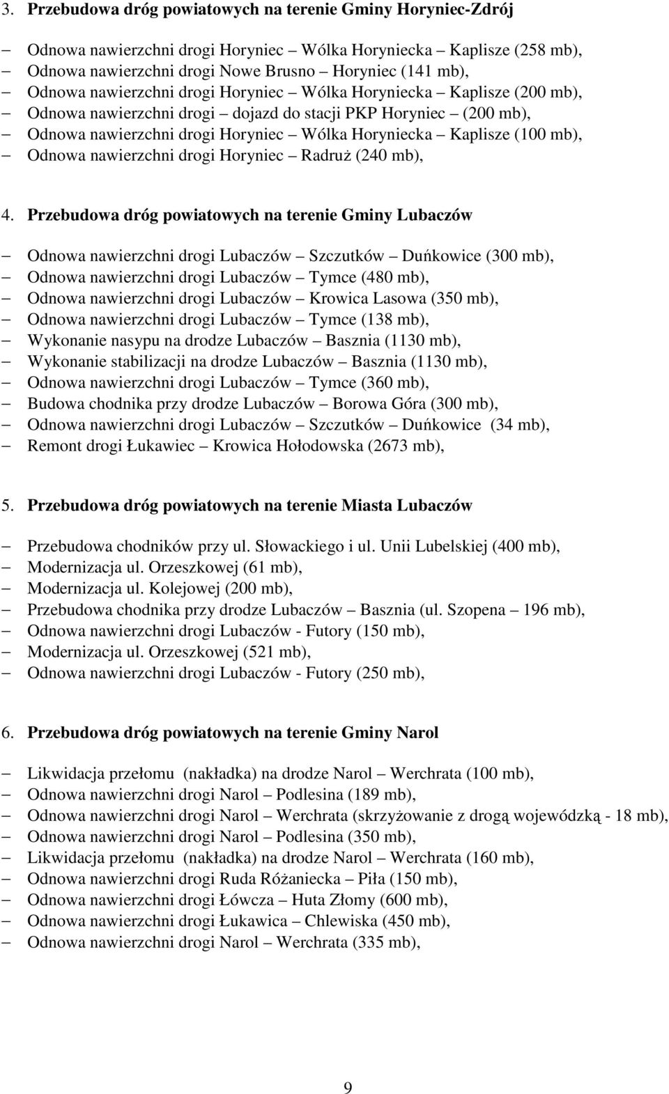 Odnowa nawierzchni drogi Horyniec RadruŜ (240 mb), 4.