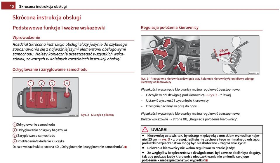 Odryglowanie i zaryglowanie samochodu Rys.