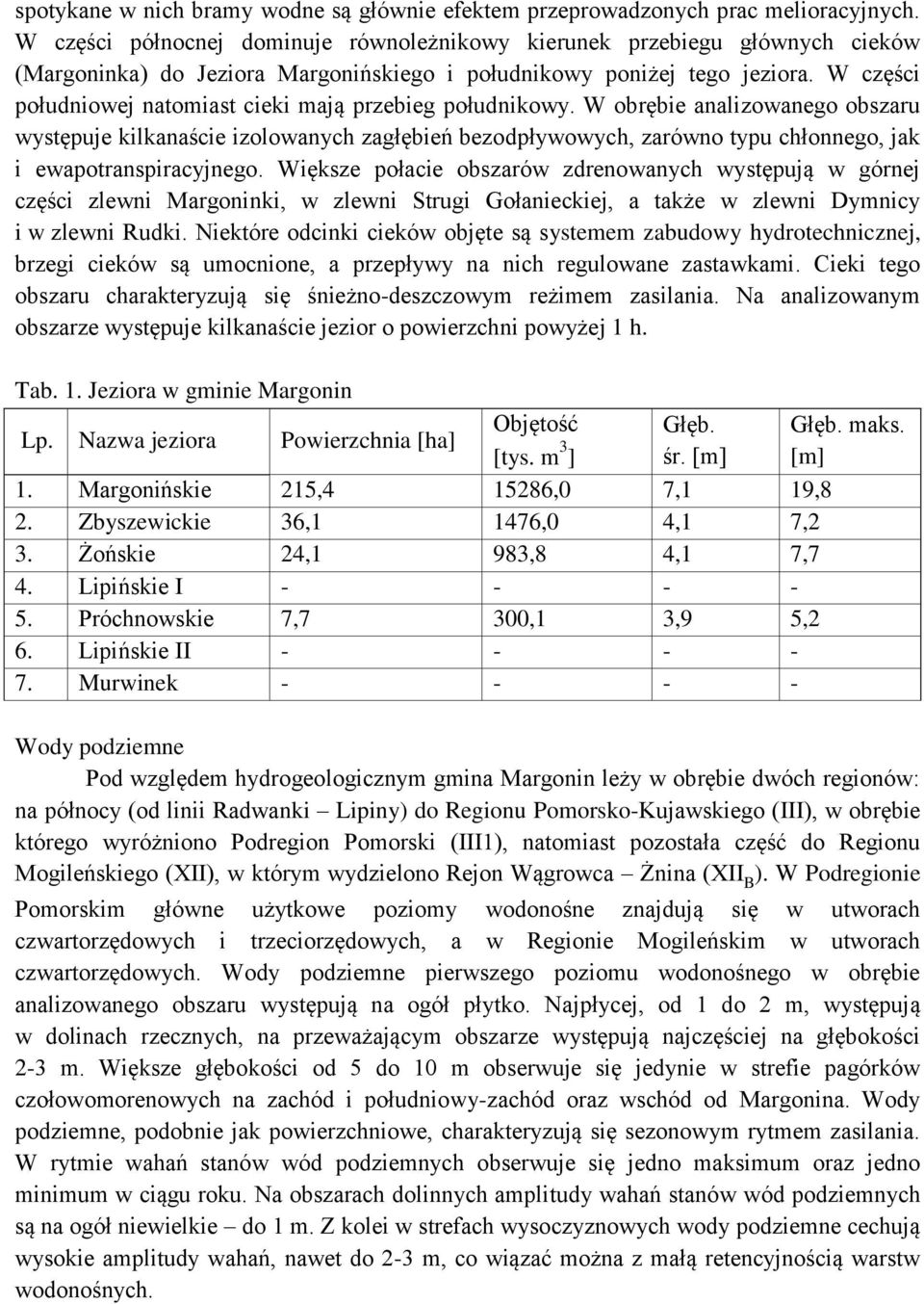 W części południowej natomiast cieki mają przebieg południkowy.