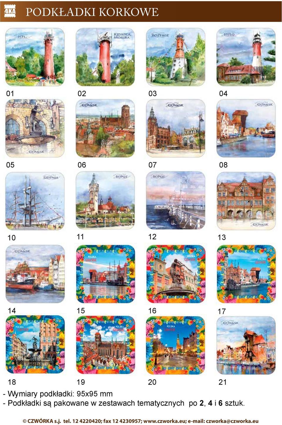 Wymiary podkładki: 95x95 mm - Podkładki są