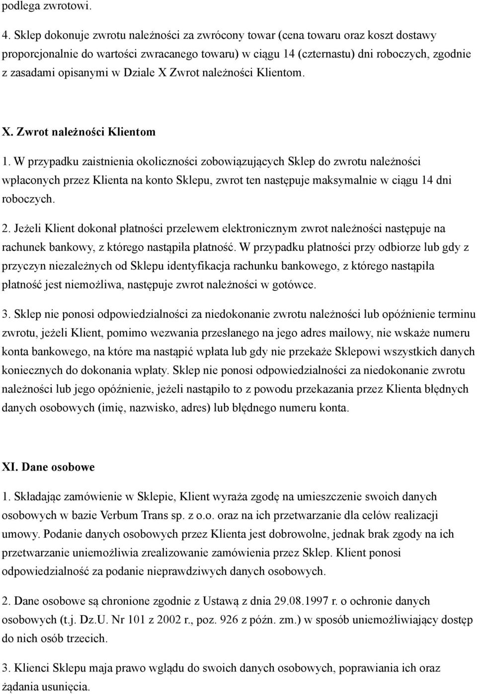 Dziale X Zwrot należności Klientom. X. Zwrot należności Klientom 1.