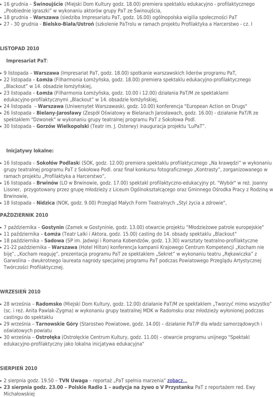 00) ogólnopolska wigilia społeczności PaT 27-30 grudnia - Bielsko-Biała/Ustroń (szkolenie PaTrolu w ramach projektu Profilaktyka a Harcerstwo - cz.