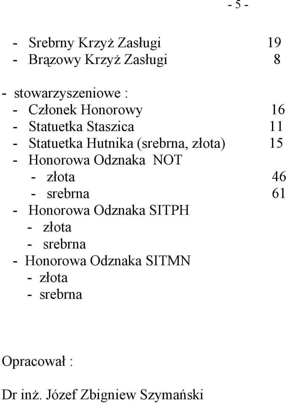 Honorowa Odznaka NOT - złota 46 - srebrna 61 - Honorowa Odznaka SITPH - złota -