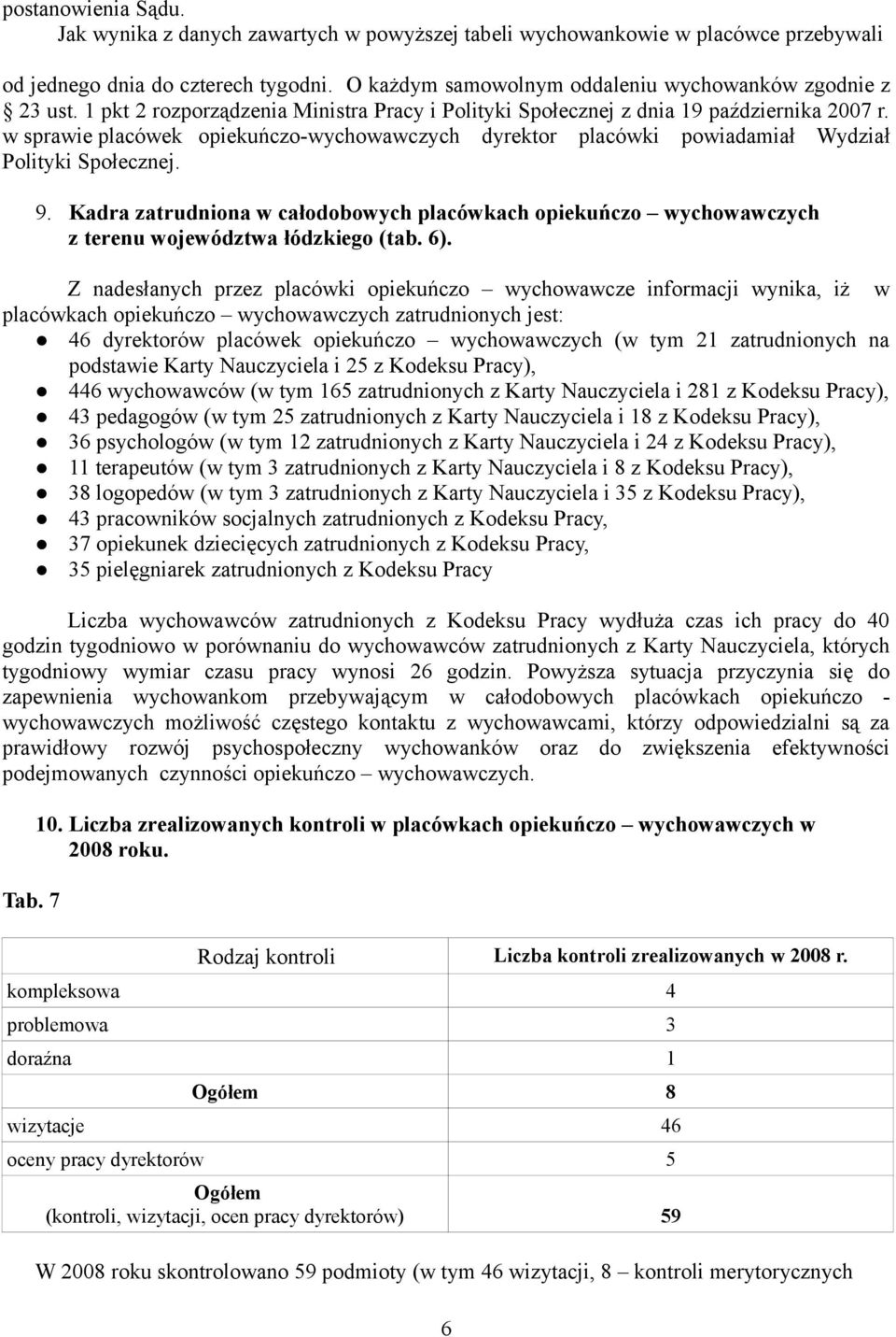 w sprawie placówek opiekuńczo-wychowawczych dyrektor placówki powiadamiał Wydział Polityki Społecznej. 9.