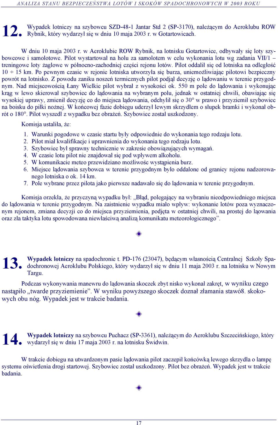 Pilot wystartował na holu za samolotem w celu wykonania lotu wg zadania VII/1 treningowe loty żaglowe w północno-zachodniej części rejonu lotów. Pilot oddalił się od lotniska na odległość 10 15 km.