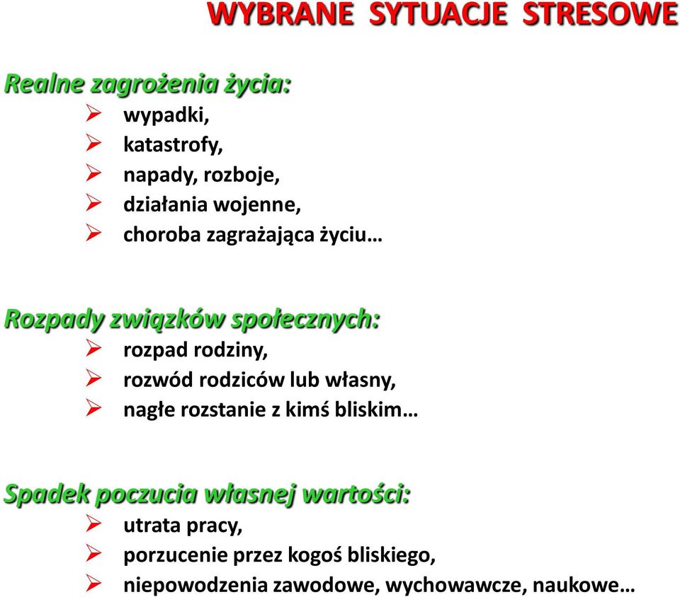 rozwód rodziców lub własny, nagłe rozstanie z kimś bliskim Spadek poczucia własnej