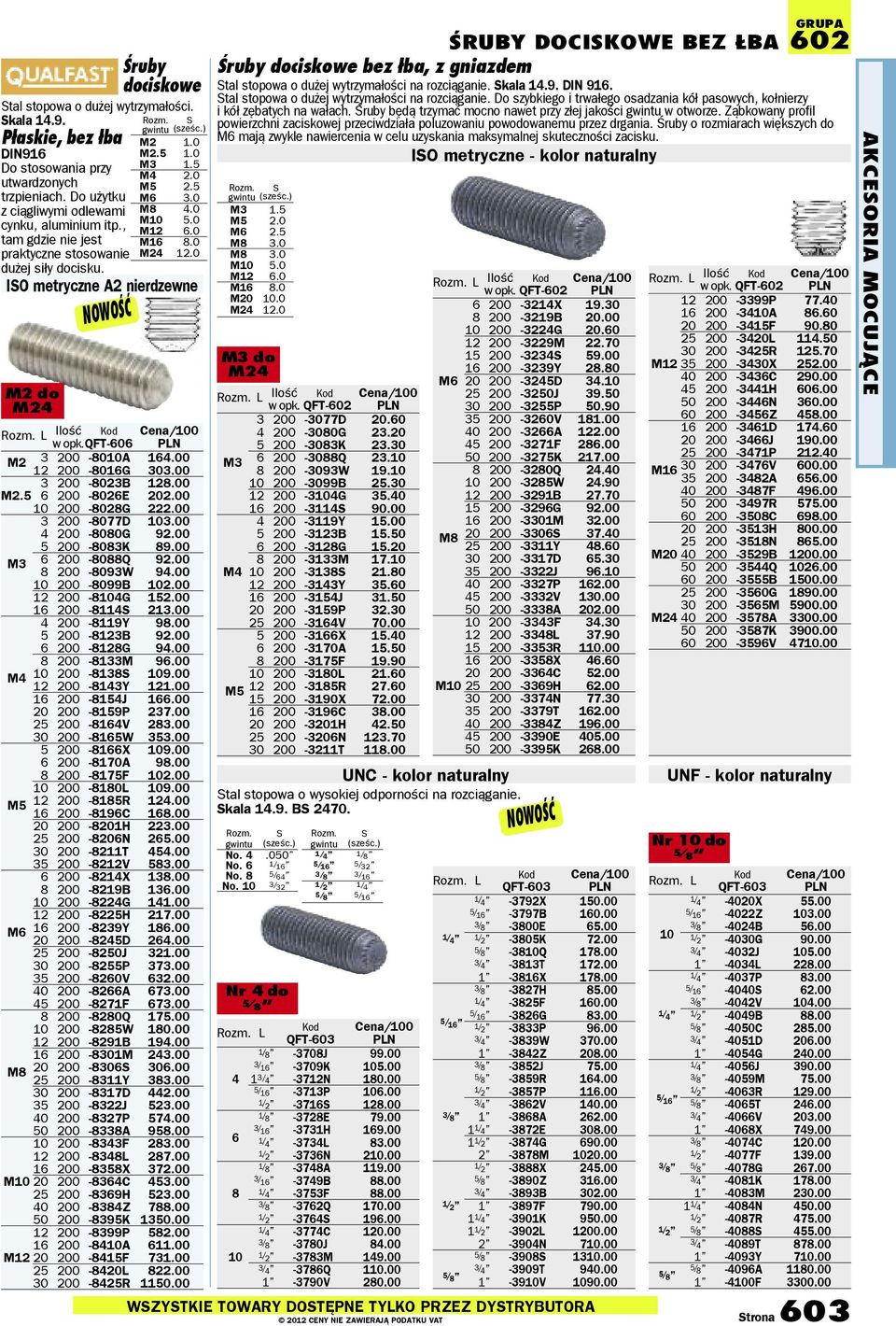 0 Ilość 00 w opk.qft606 M2 3 200 8010A 12 200 8016G 164.00 303.00 3 200 8023B 128.00 M2.5 6 200 8026E 202.00 10 200 8028G 222.00 3 200 8077D 103.00 4 200 8080G 92.00 5 200 8083K 89.