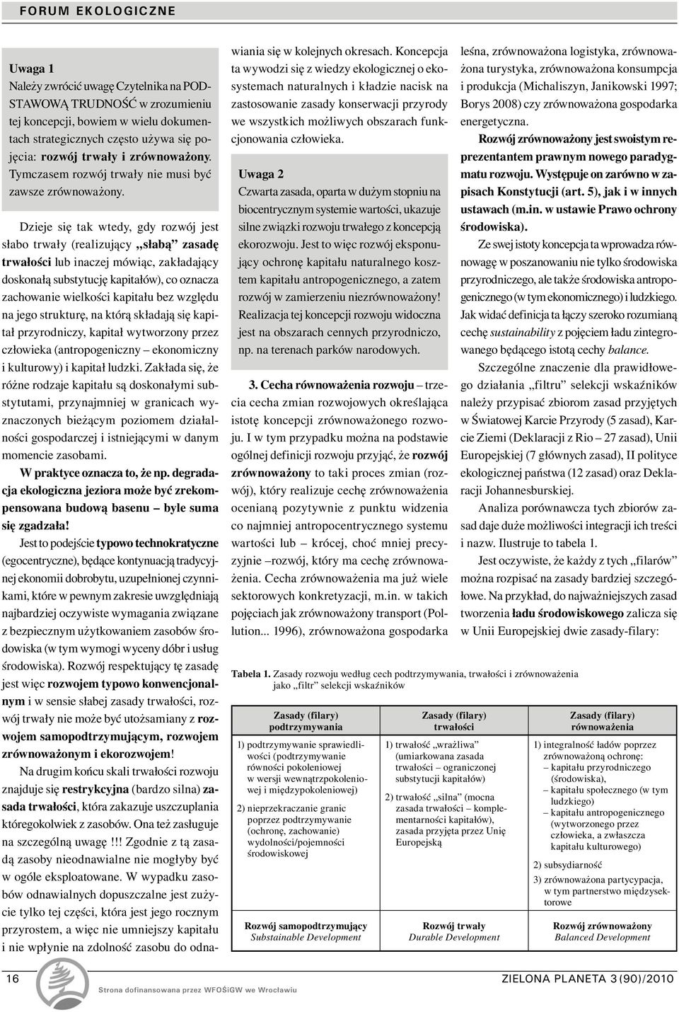 Dzieje się tak wtedy, gdy rozwój jest słabo trwały (realizujący słabą zasadę trwałości lub inaczej mówiąc, zakładający doskonałą substytucję kapitałów), co oznacza zachowanie wielkości kapitału bez