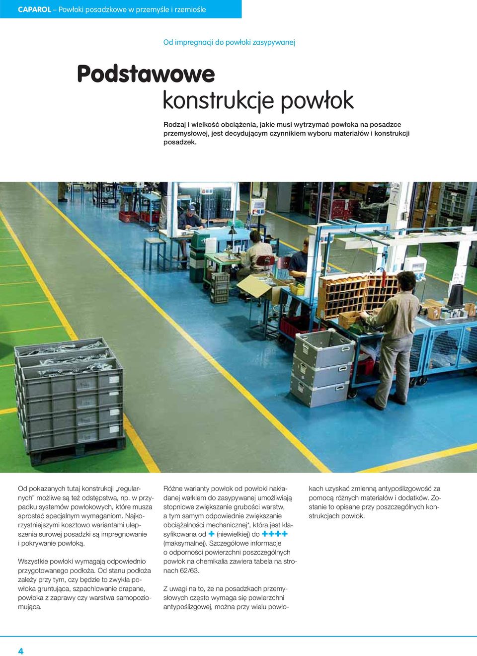 w przypadku systemów powłokowych, które musza sprostać specjalnym wymaganiom. Najkorzystniejszymi kosztowo wariantami ulepszenia surowej posadzki są impregnowanie i pokrywanie powłoką.