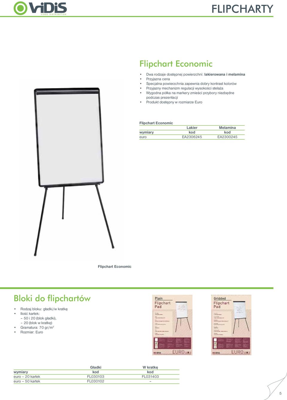 rozmiarze Euro Flipchart Economic Lakier Melamina wymiary euro EA2306245 EA2300245 Flipchart Economic Bloki do flipchartów Rodzaj bloku: gładki/w kratkę