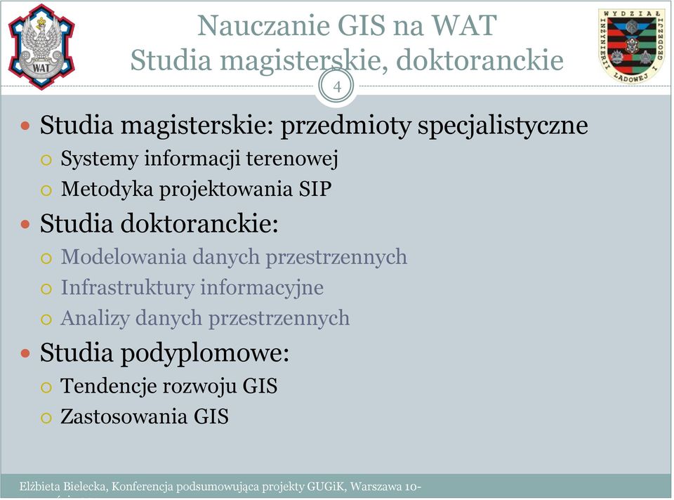 przestrzennych Infrastruktury informacyjne Analizy danych przestrzennych Studia podyplomowe: Tendencje