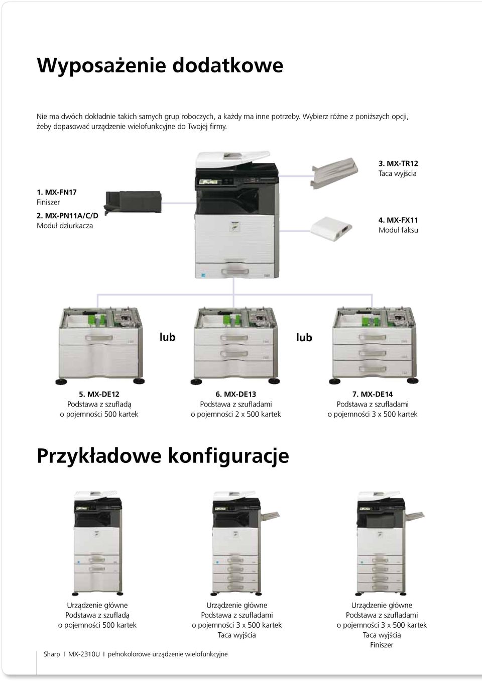 MX-DE13 Podstawa z szufladami o pojemności 2 x 500 kartek 7.