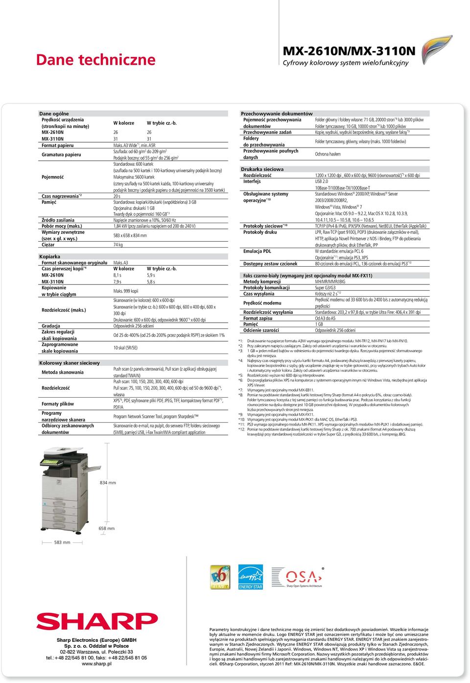 A5R Gramatura papieru Szuflada: od 60 g/m 2 do 209 g/m 2 Podajnik boczny: od 55 g/m 2 do 256 g/m 2 Standardowa: 600 kartek (szuflada na 500 kartek i 100-kartkowy uniwersalny podajnik boczny)
