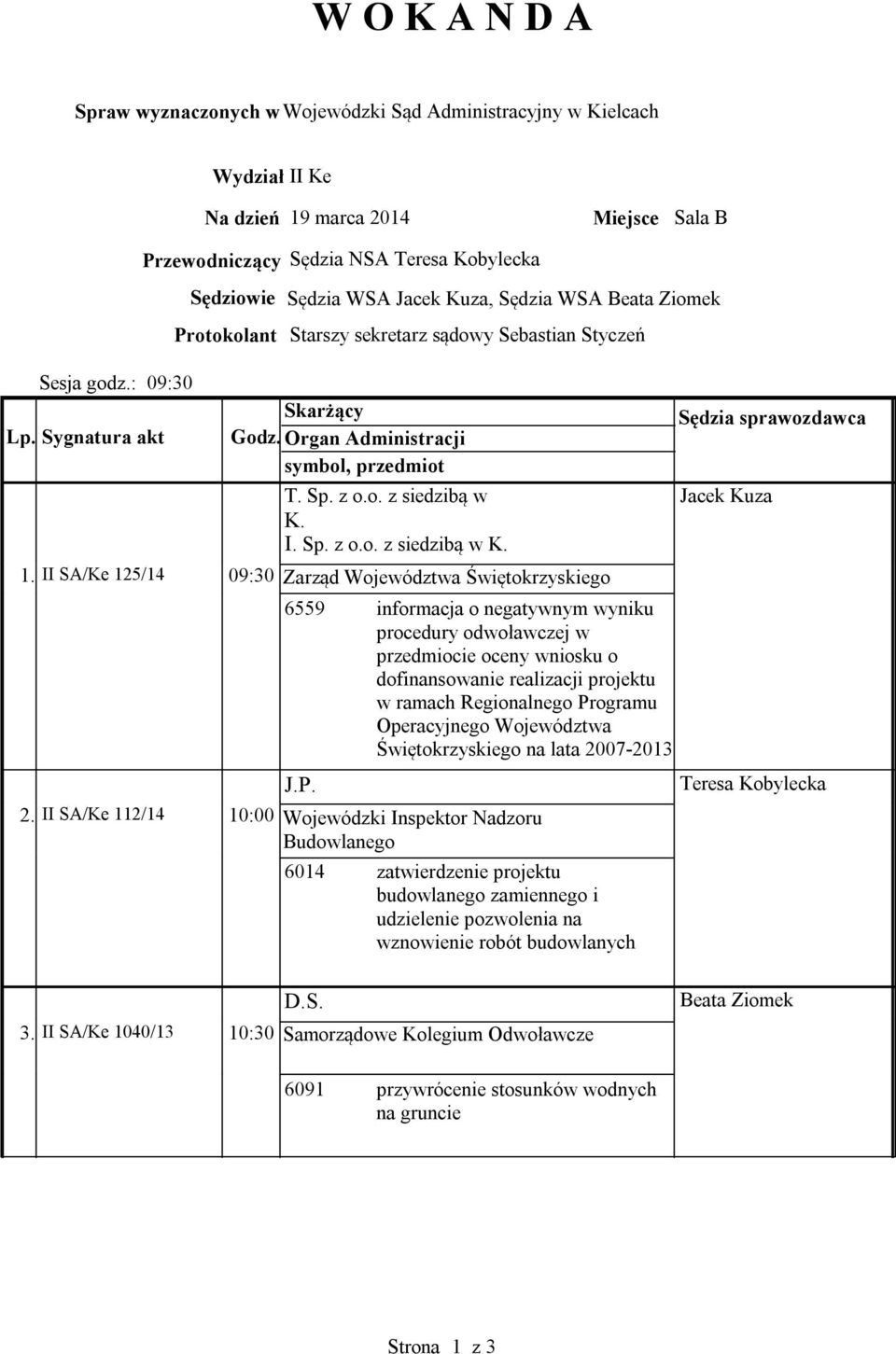 Regionalnego Programu Operacyjnego Województwa Świętokrzyskiego na lata 20