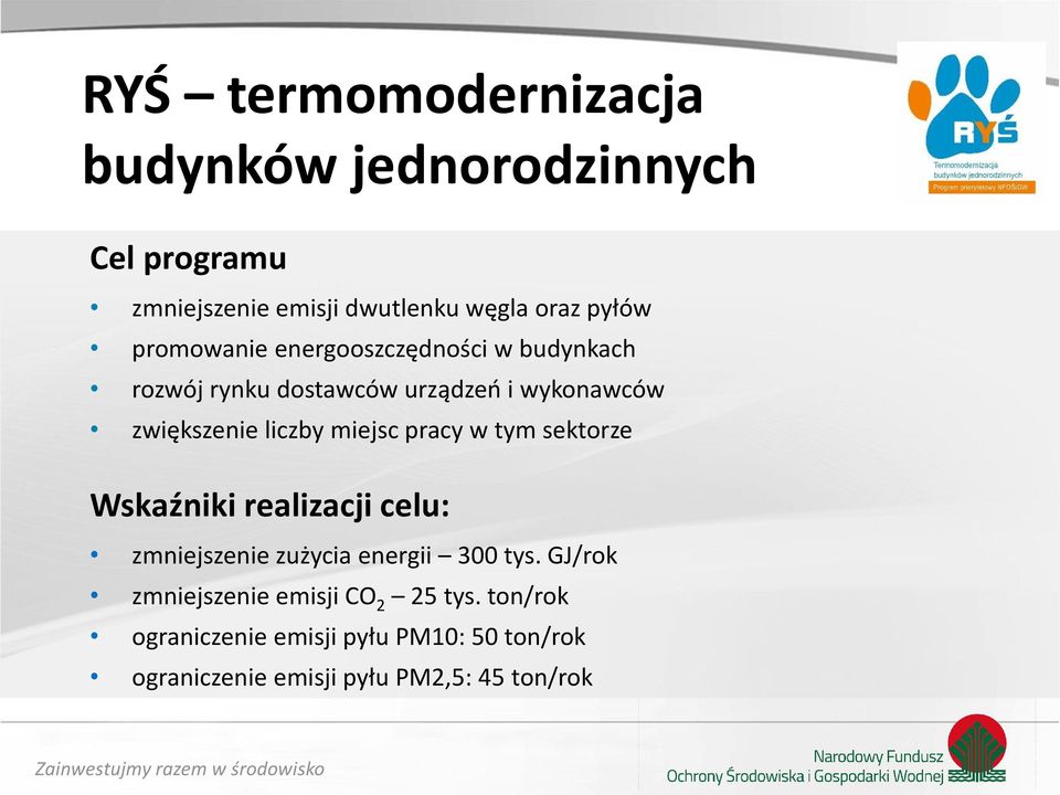 sektorze Wskaźniki realizacji celu: zmniejszenie zużycia energii 300 tys.