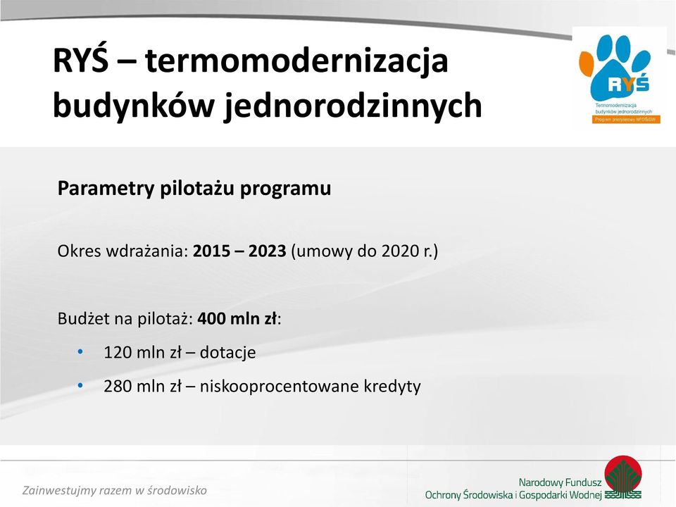 ) Budżet na pilotaż: 400 mln zł: 120 mln