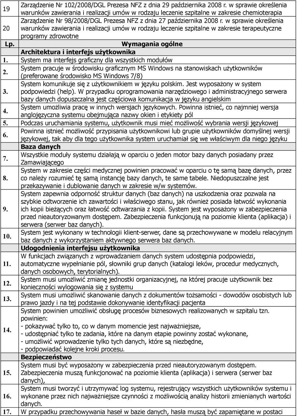 w sprawie określenia 20 warunków zawierania i realizacji umów w rodzaju leczenie szpitalne w zakresie terapeutyczne programy zdrowotne Lp. Wymagania ogólne Architektura i interfejs użytkownika 1.