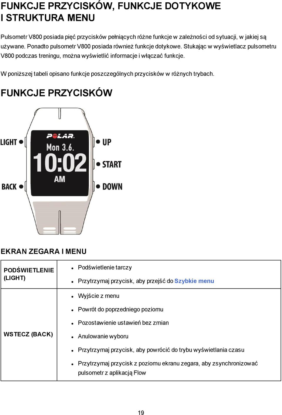 W poniższej tabeli opisano funkcje poszczególnych przycisków w różnych trybach.