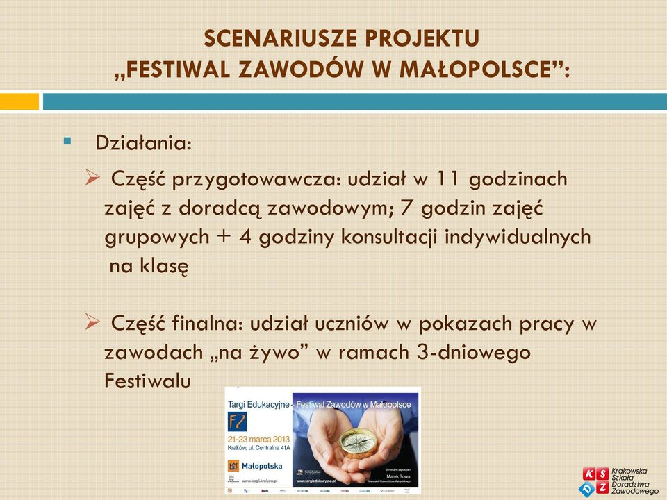 zajęć grupowych + 4 godziny konsultacji indywidualnych na klasę Część