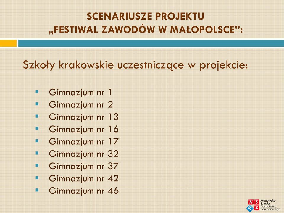 Gimnazjum nr 2 Gimnazjum nr 13 Gimnazjum nr 16 Gimnazjum nr