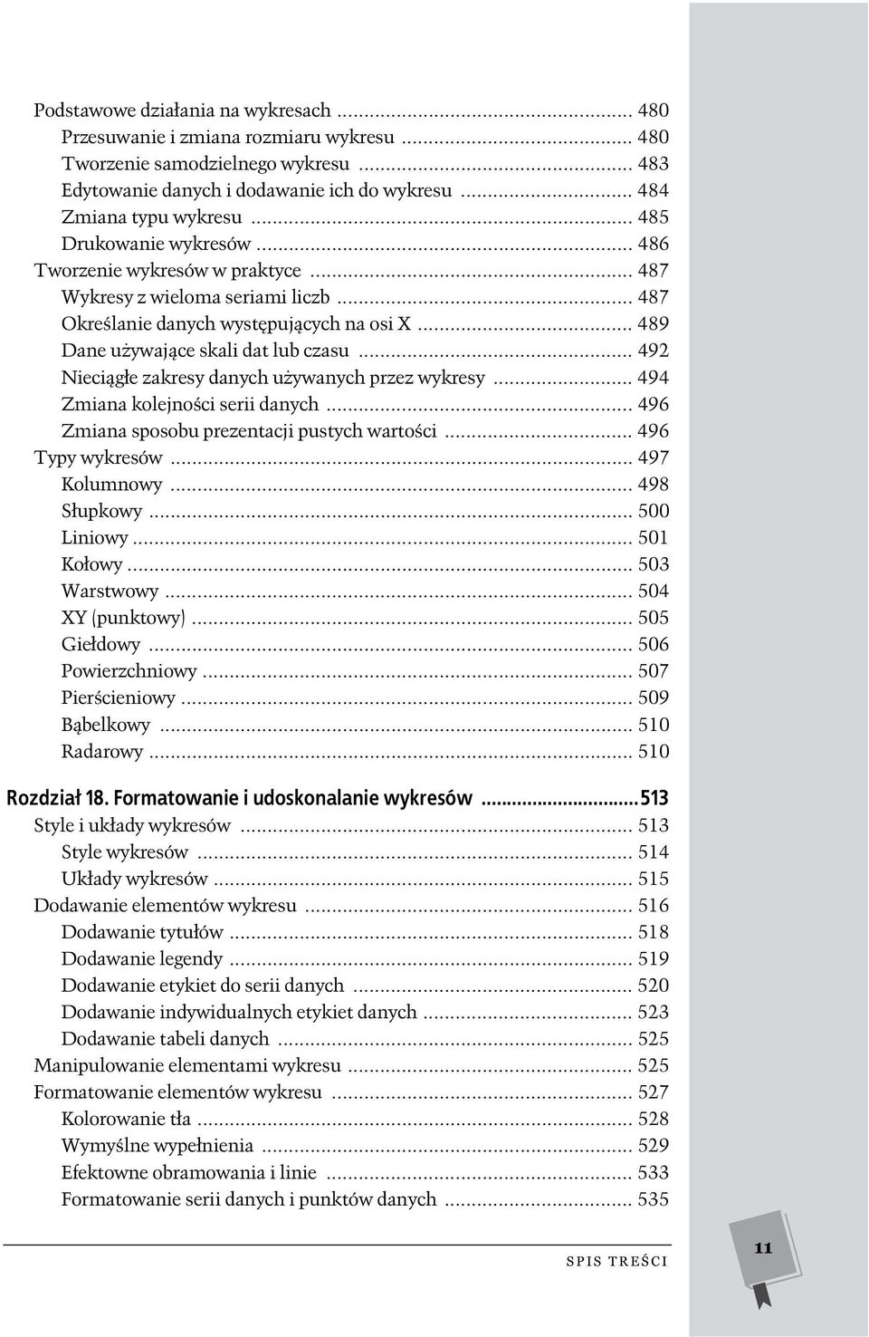 .. 492 Nieciągłe zakresy danych używanych przez wykresy... 494 Zmiana kolejności serii danych... 496 Zmiana sposobu prezentacji pustych wartości... 496 Typy wykresów... 497 Kolumnowy... 498 Słupkowy.