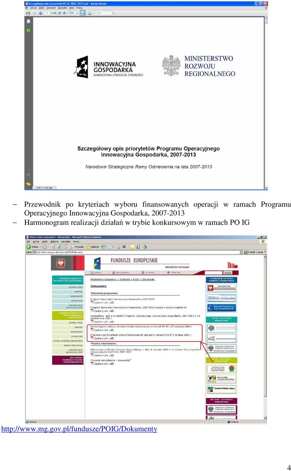 2007-2013 Harmonogram realizacji działań w trybie