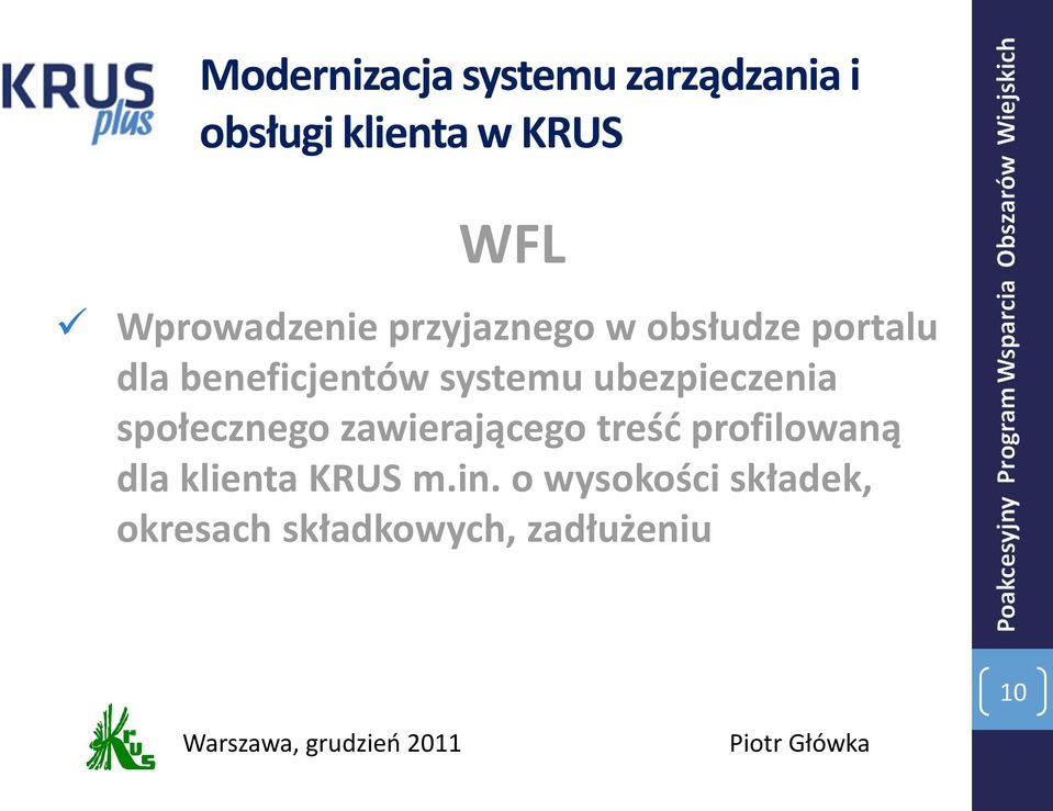 zawierającego treść profilowaną dla klienta KRUS m.