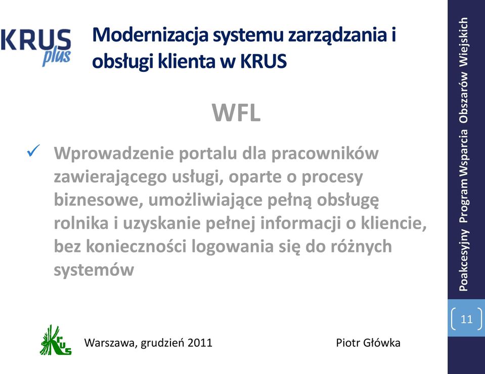 obsługę rolnika i uzyskanie pełnej informacji o