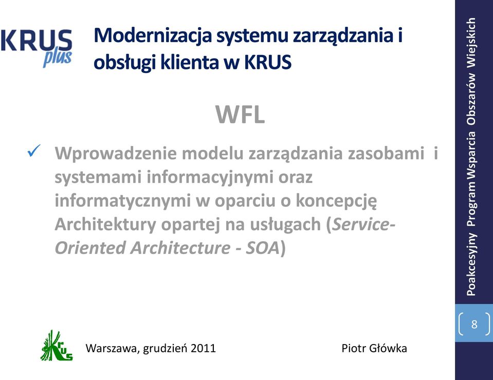 w oparciu o koncepcję Architektury opartej na