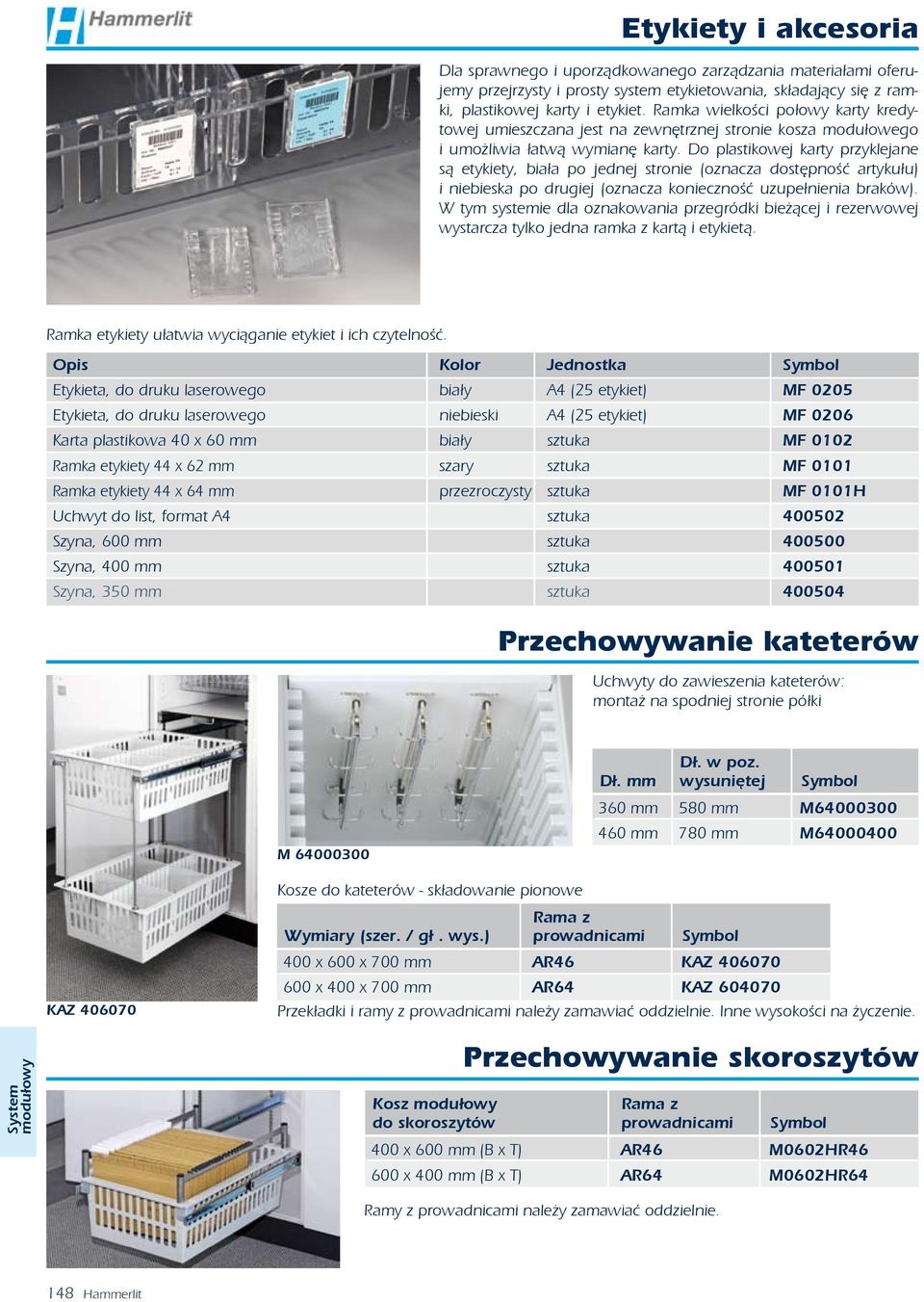 Do plastikowej karty przyklejane są etykiety, biała po jednej stronie (oznacza dostępność artykułu) i niebieska po drugiej (oznacza konieczność uzupełnienia braków).