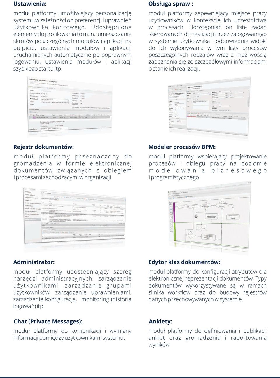 startu itp. Obs³uga spraw : modu³ platformy zapewniaj¹cy miejsce pracy u ytkowników w kontekœcie ich uczestnictwa w procesach.