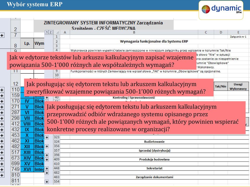 Jak posługując się edytorem tekstu lub arkuszem kalkulacyjnym zweryfikować wzajemne powiązania 500-1 000 różnych wymagań?