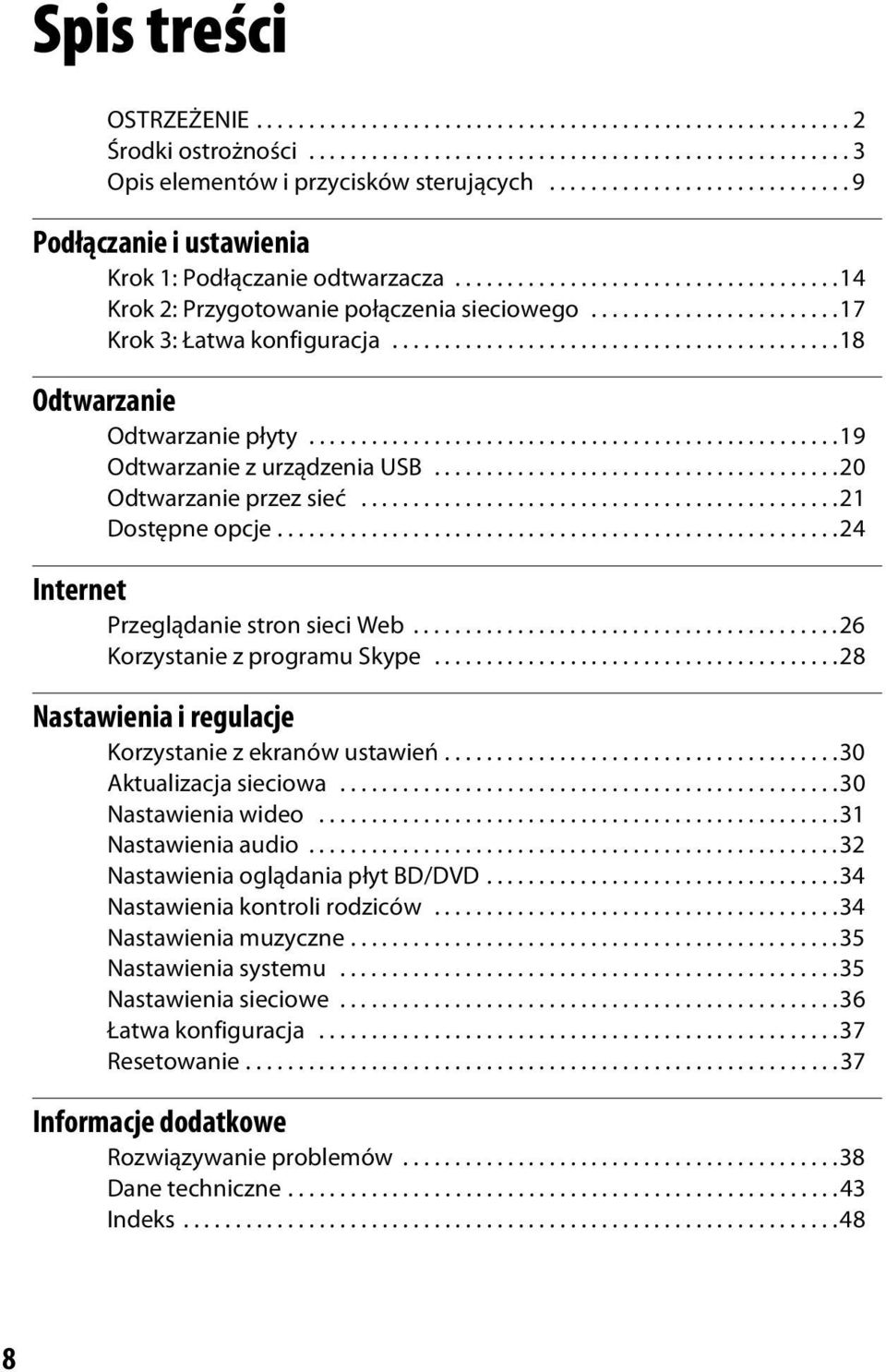 .......................17 Krok 3: Łatwa konfiguracja...........................................18 Odtwarzanie Odtwarzanie płyty...................................................19 Odtwarzanie z urządzenia USB.