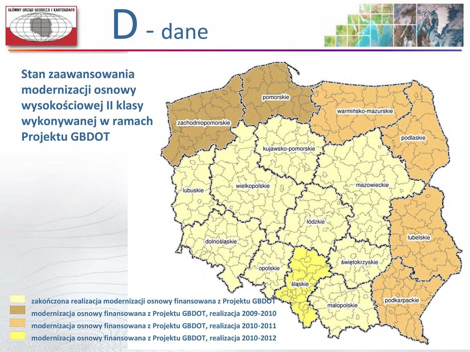 modernizacja osnowy finansowana z Projektu GBDOT, realizacja 2009-2010 modernizacja osnowy