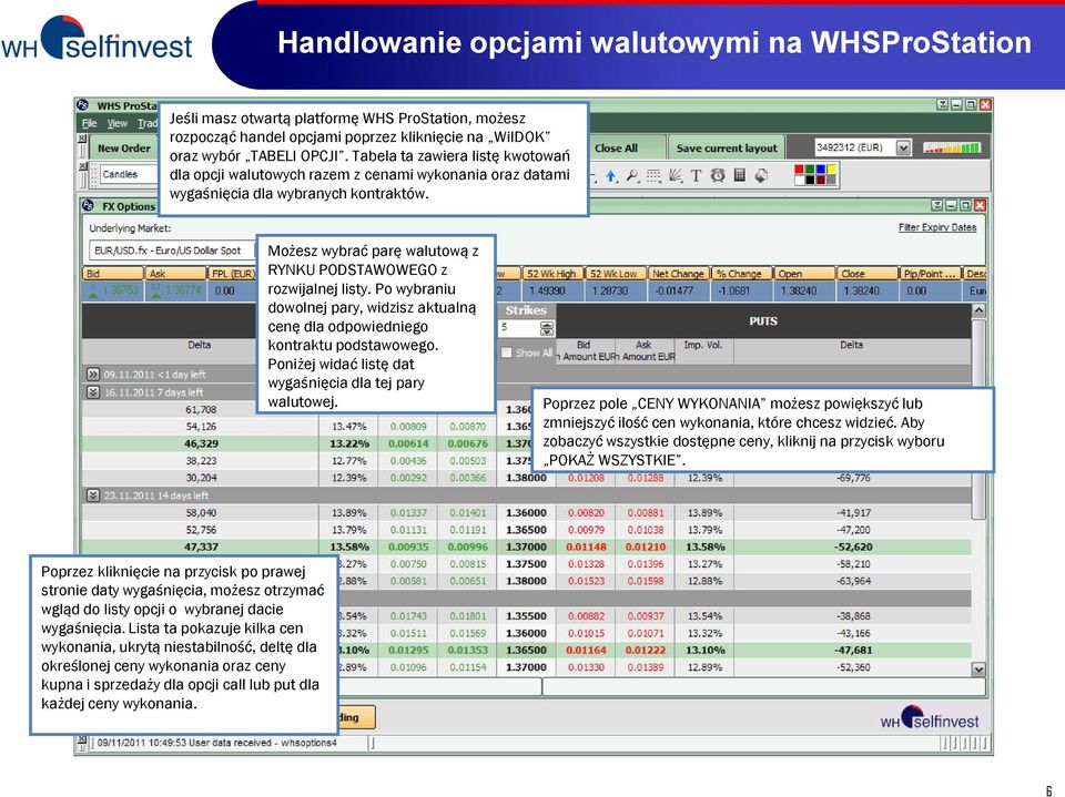 Po wybraniu dowolnej pary, widzisz aktualną cenę dla odpowiedniego kontraktu podstawowego. Poniżej widać listę dat wygaśnięcia dla tej pary walutowej.