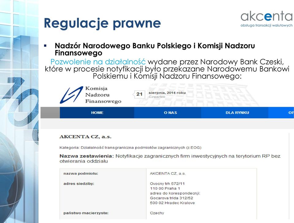 Narodowy Bank Czeski, które w procesie notyfikacji było